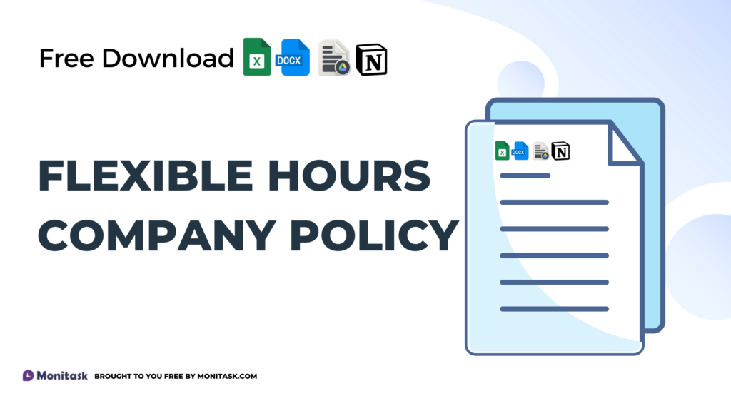 Flexible working hours policy template offering flexible scheduling options for employees.