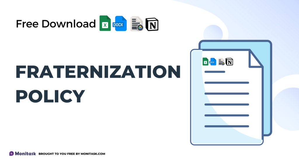 Fraternization policy template outlining rules regarding personal relationships at work.