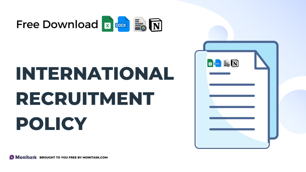 International recruitment policy template covering global hiring practices.