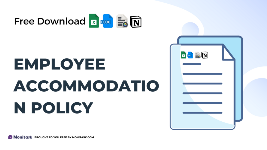 Employee accommodation policy template offering workplace adjustments for employees.