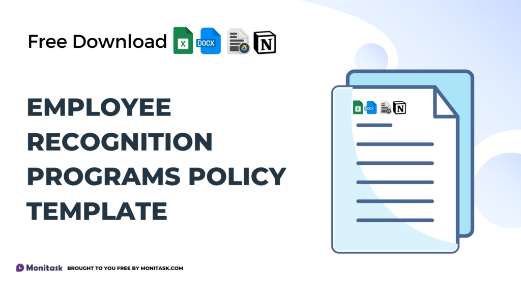 Policy template for employee recognition programs and rewards.