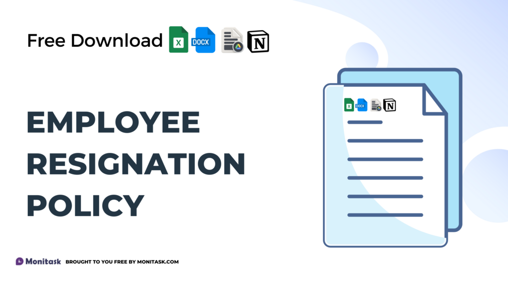 Resignation policy template outlining employee departure procedures.