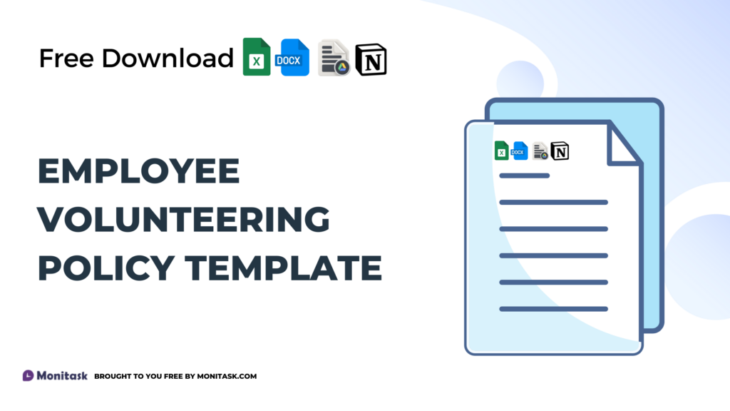 Volunteering policy template encouraging employees to participate in volunteer activities.