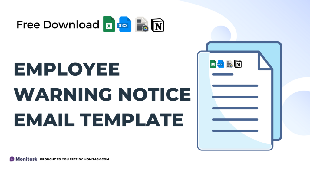 Warning notice email template for addressing employee performance or behavior issues.