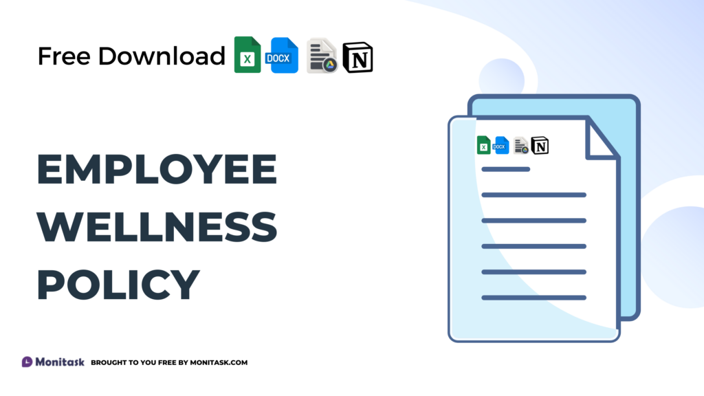 Wellness policy template promoting employee health and well-being initiatives.