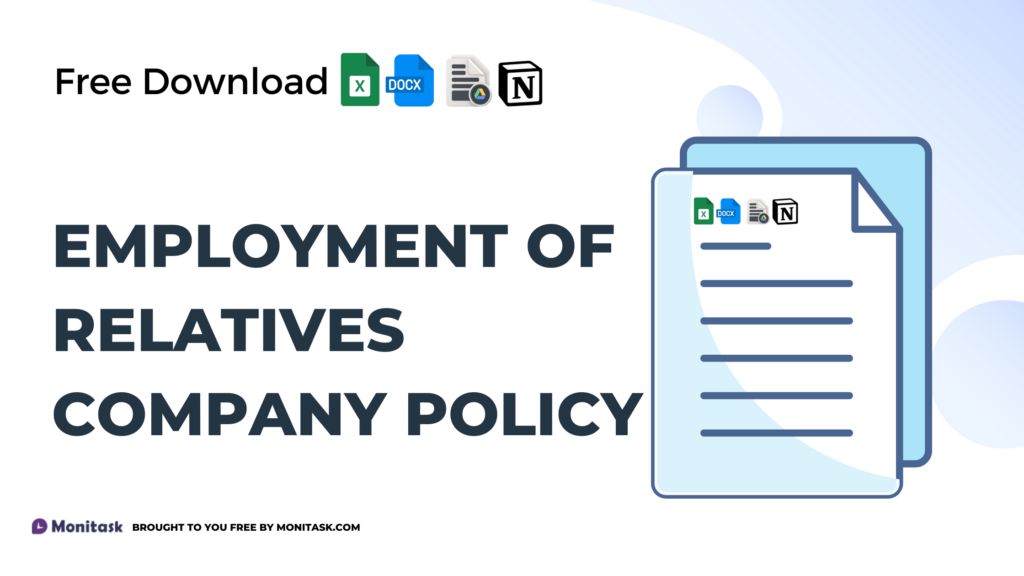 Policy template outlining rules for employing relatives within the same company.