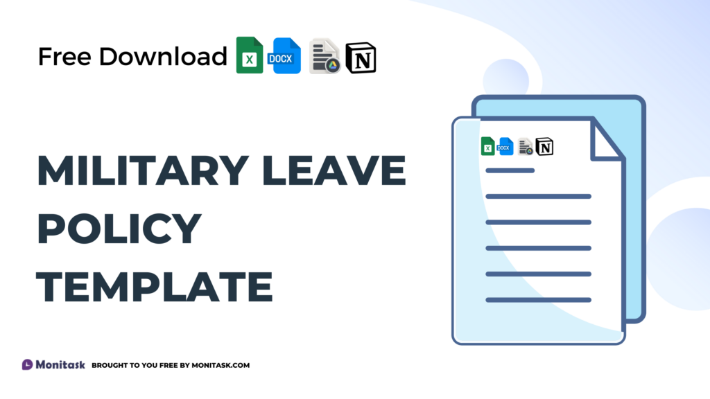 Military leave policy template covering employee absences due to military service.