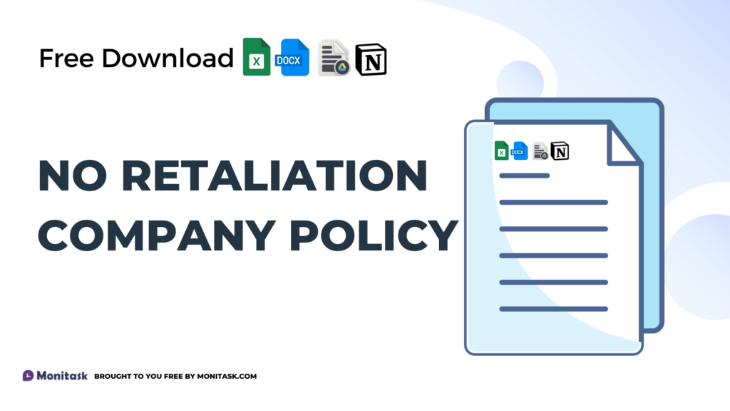 Policy template ensuring no retaliation against employees who report misconduct.