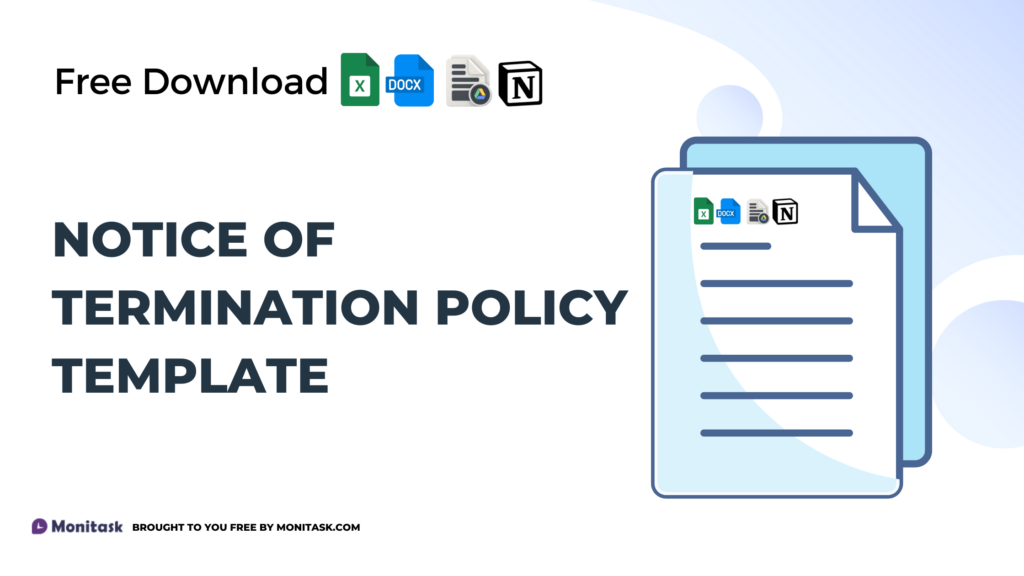 Termination notice policy template covering employee dismissal procedures.