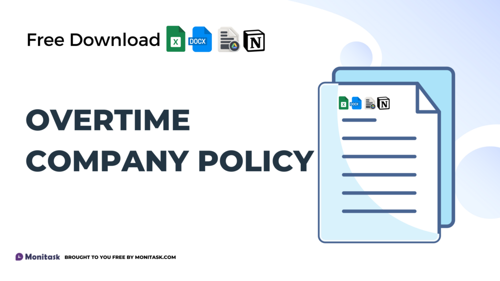 Overtime policy template outlining rules for overtime pay and hours worked beyond the norm.