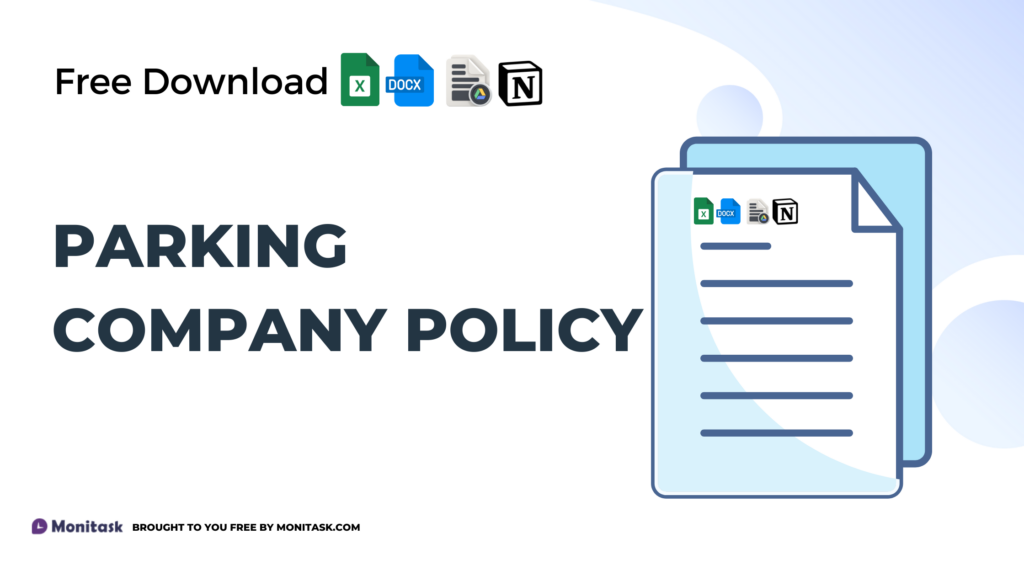 Parking policy template outlining rules for employee parking on company premises.