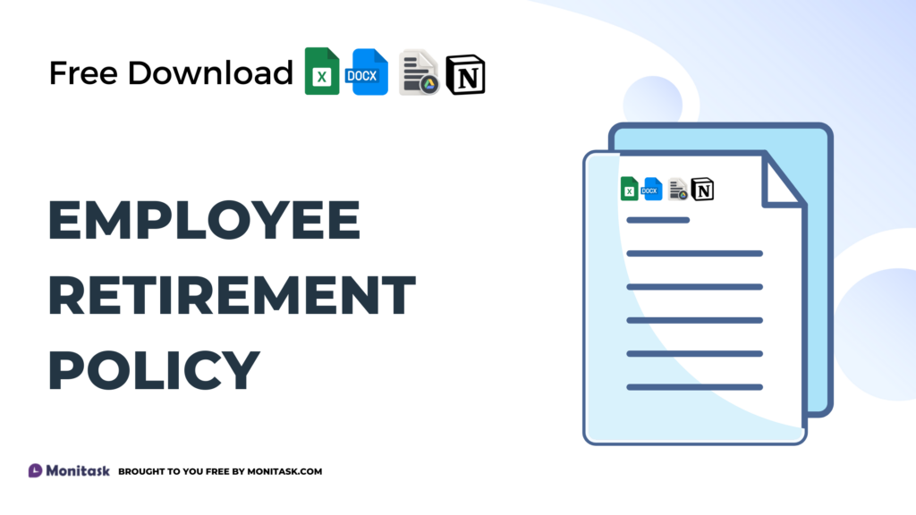 Image of retirement policy template covering employee pension and retirement options.